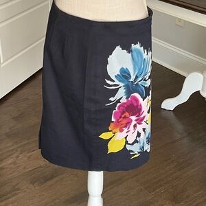The Limited Black A-Line Skirt with Floral Design